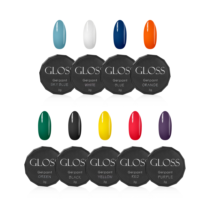 GLOSS Gel paint set, 9 pcs